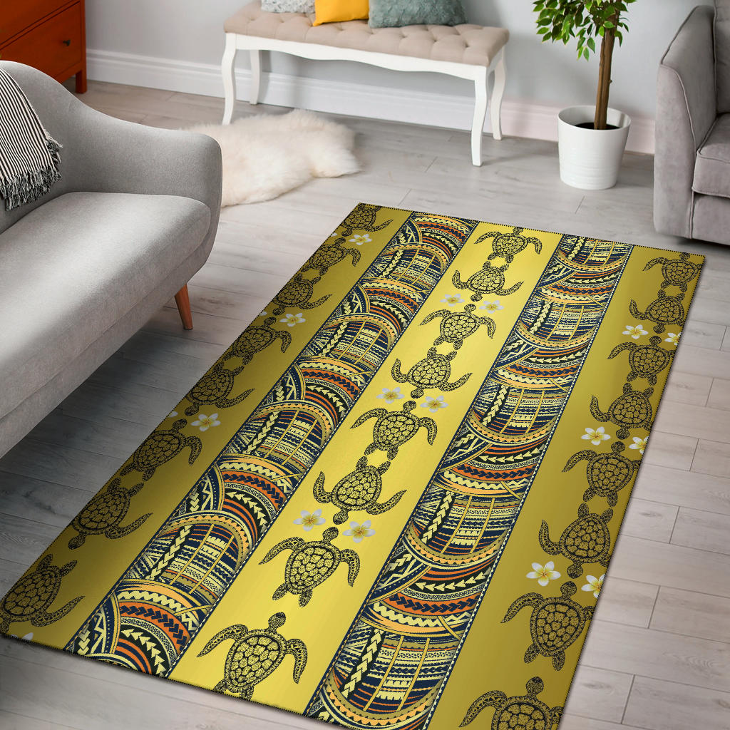 Polynesian Turtle Hawaiian Design Print Area Rugs