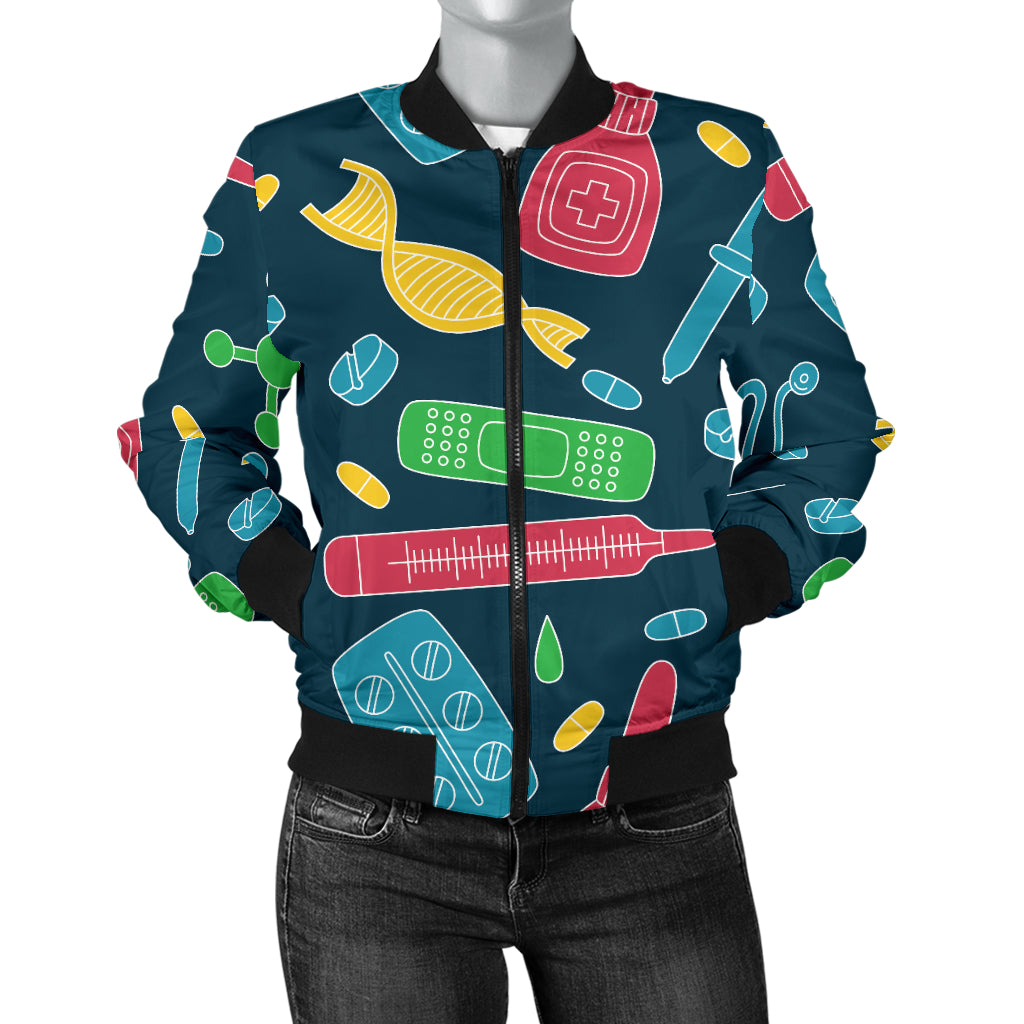 Phlebotomist Pattern Print Design A03 Women's Bomber Jacket