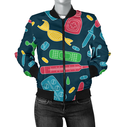 Phlebotomist Pattern Print Design A03 Women's Bomber Jacket