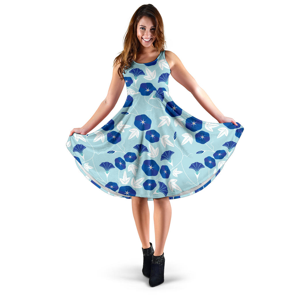 Morning Glory Pattern Print Design MG07 Midi Dress