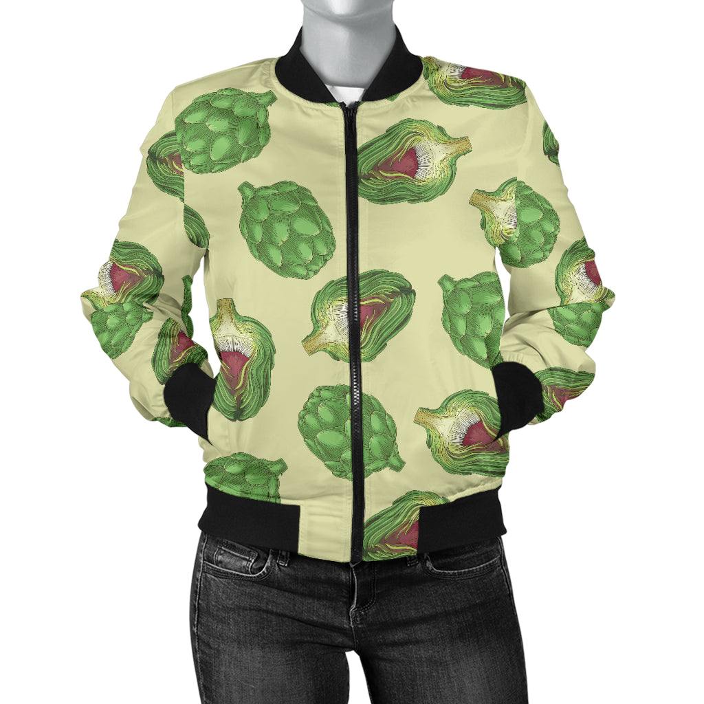 Artichoke Pattern Print Design 03 Women's Bomber Jacket