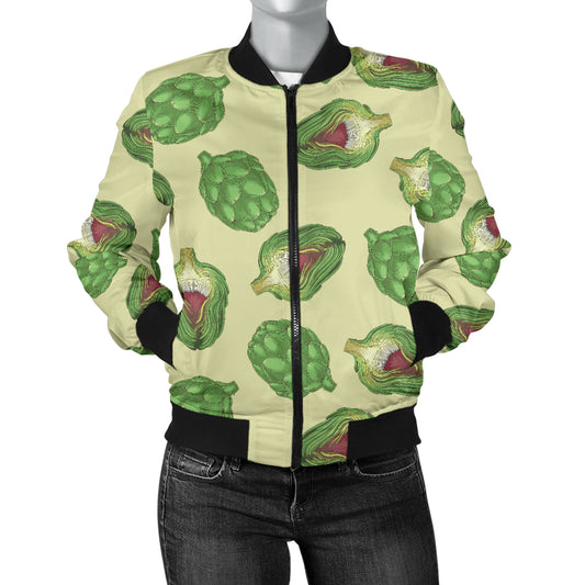 Artichoke Pattern Print Design 03 Women's Bomber Jacket