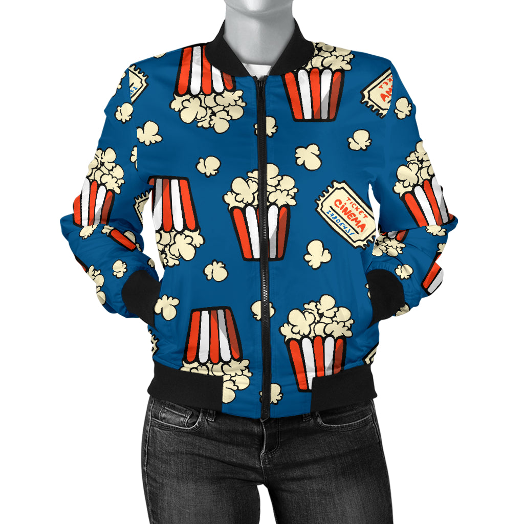 Popcorn Pattern Print Design A03 Women's Bomber Jacket