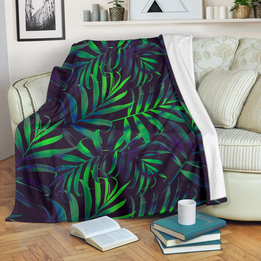 Palm Leaves Pattern Print Design PL01 Fleece Blanket