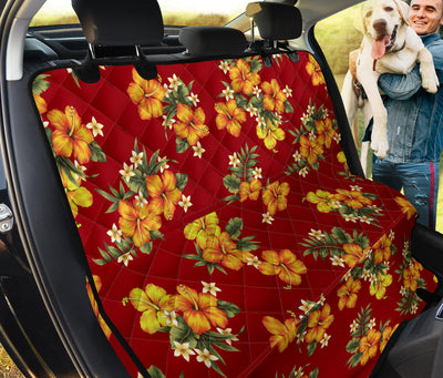 Orange Hibiscus Pattern Print Design HB026 Rear Dog  Seat Cover