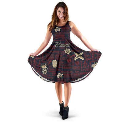 Hawaiian Themed Pattern Print Design H017 Midi Dress