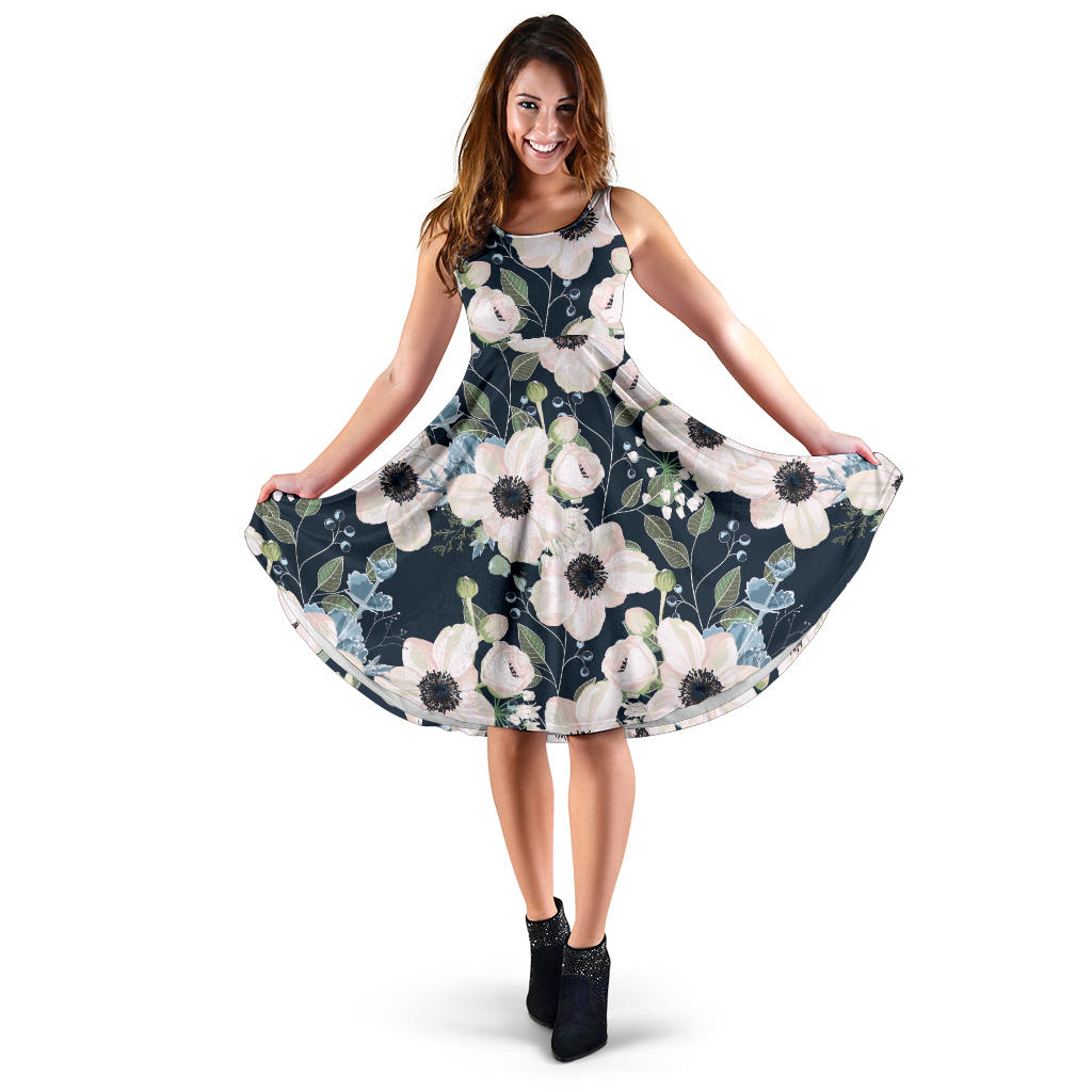 Anemone Pattern Print Design AM02 Midi Dress