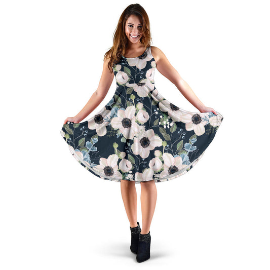 Anemone Pattern Print Design AM02 Midi Dress