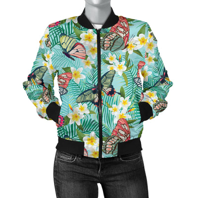 Butterfly Pattern Print Design 09 Women's Bomber Jacket