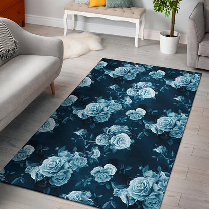 Rose Blue Pattern Print Design RO014 Area Rugs