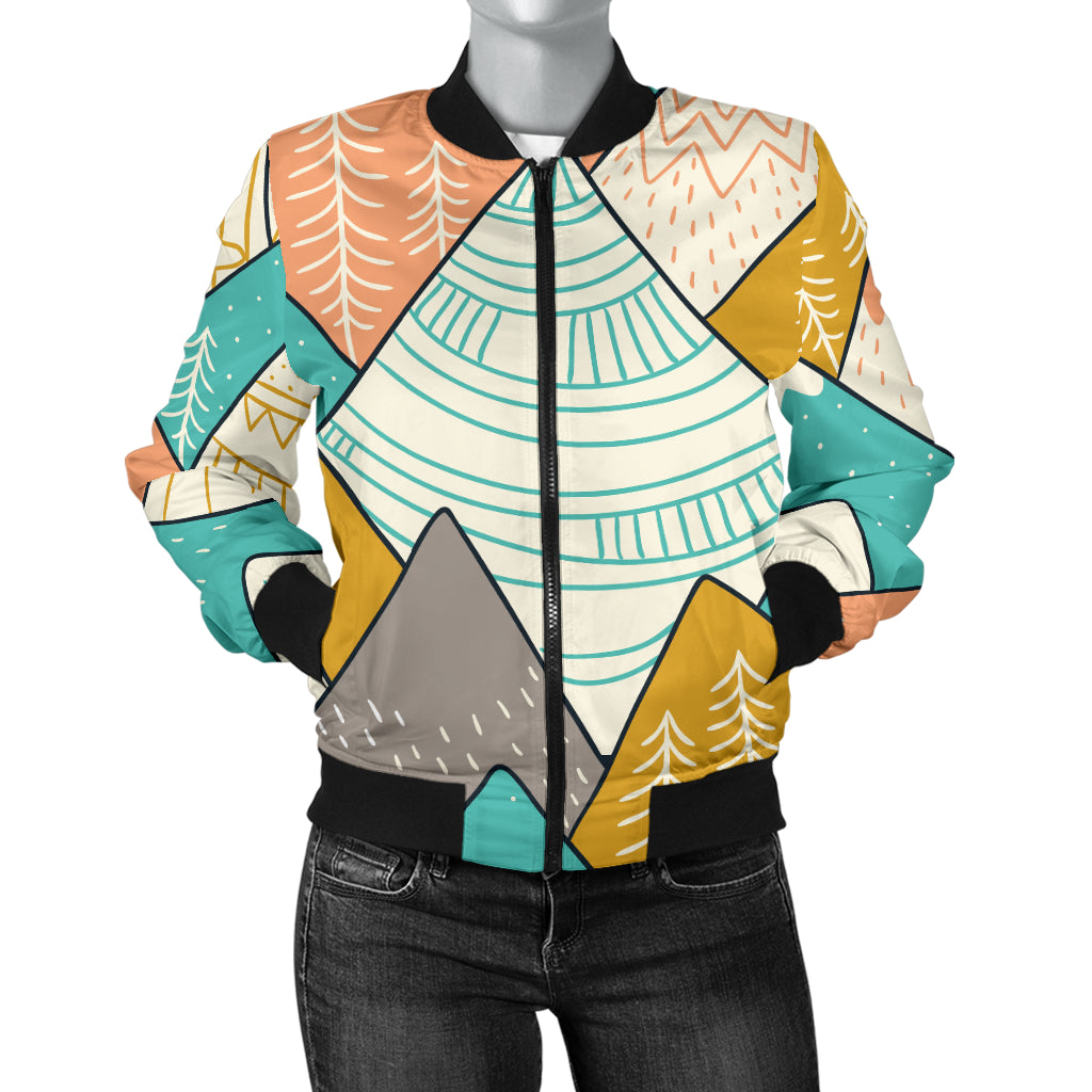 Mountain Pattern Print Design 02 Women's Bomber Jacket