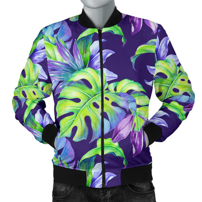 Tropical Flower Pattern Print Design TF019 Men Bomber Jacket