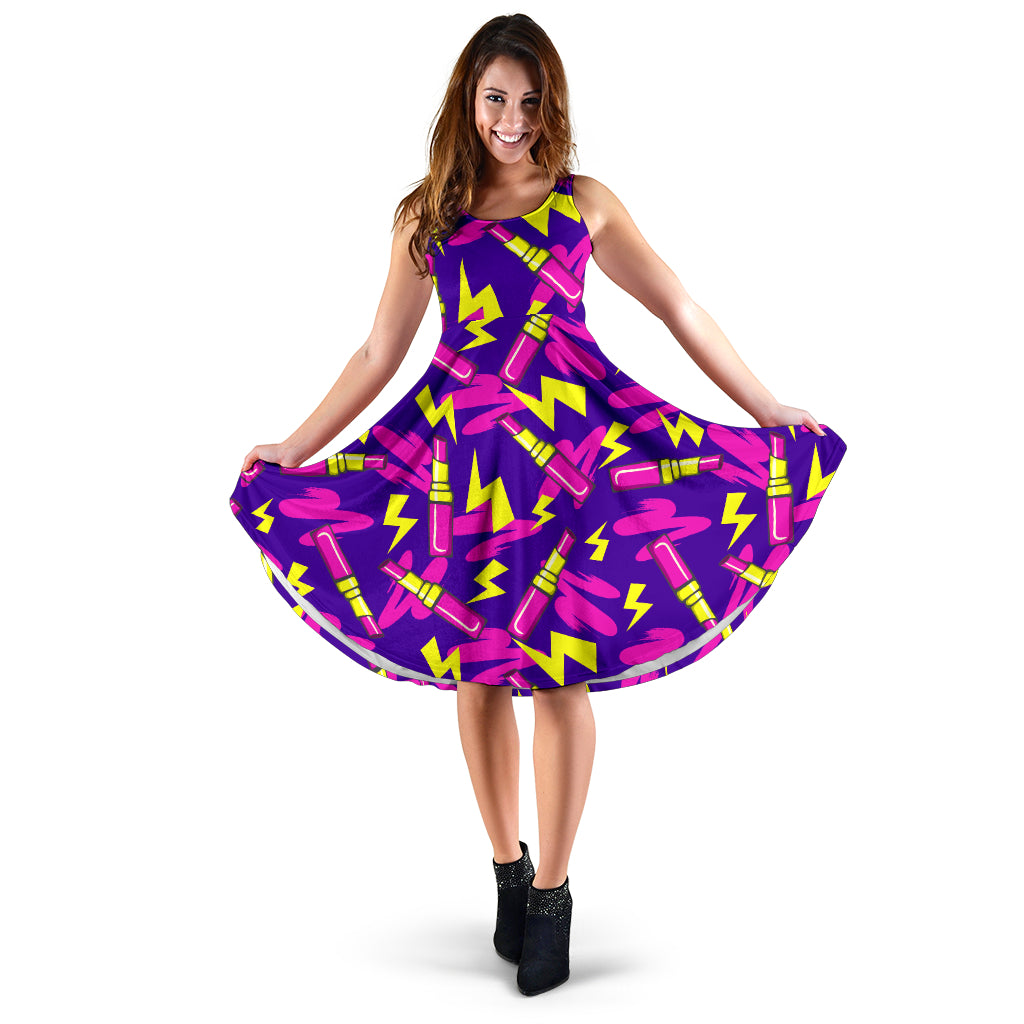 Lipstick Pattern Print Design LT04 Midi Dress