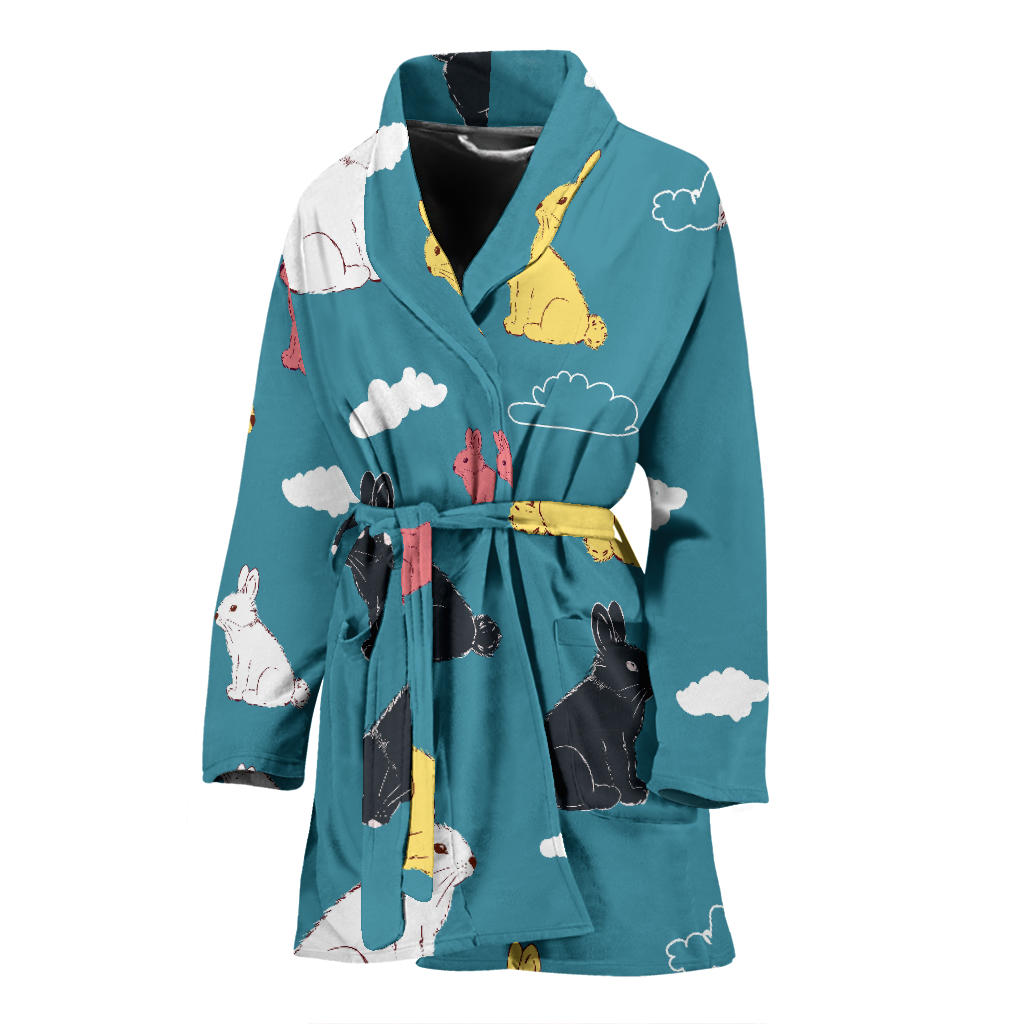 Rabbit Pattern Print Design RB014 Women Bathrobe