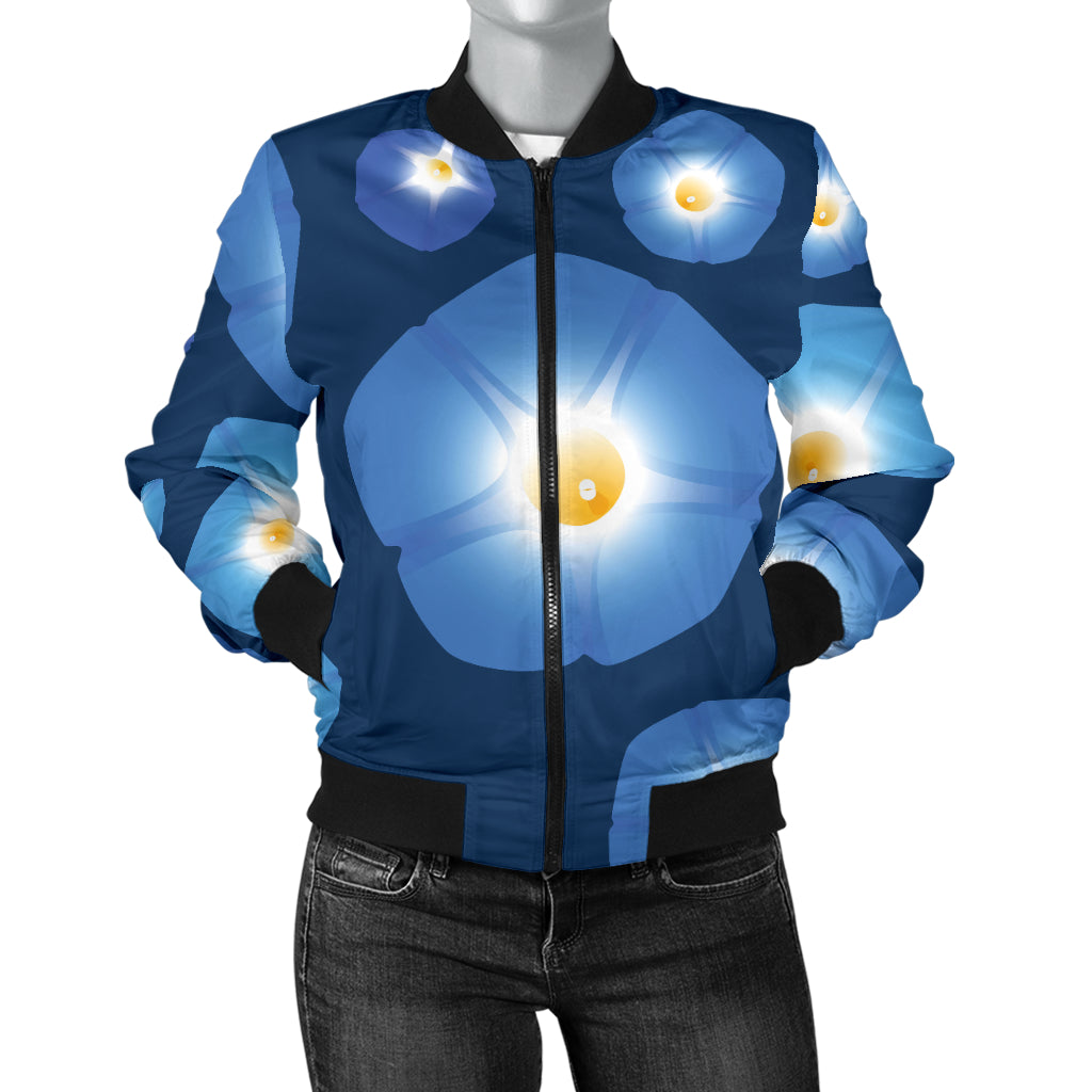 Morning Glory Pattern Print Design 02 Women's Bomber Jacket