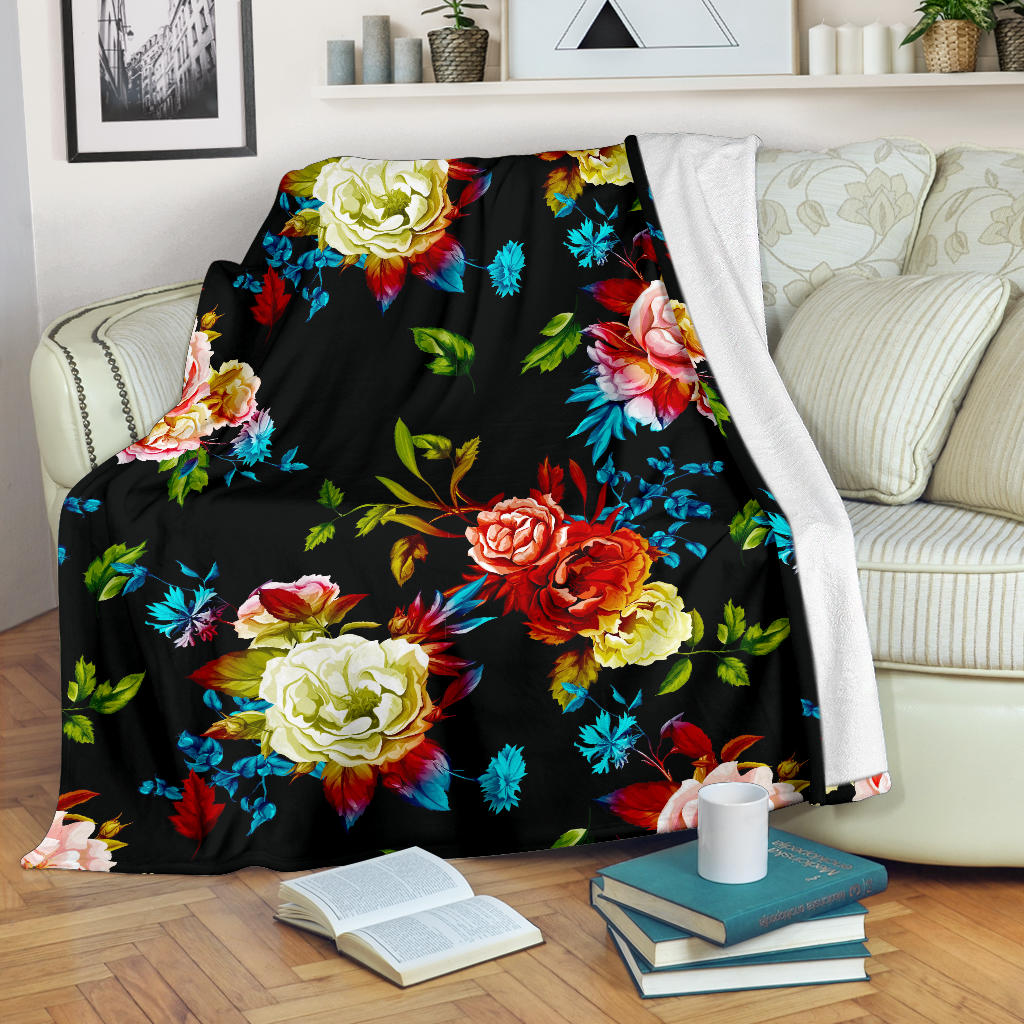 Peony Pattern Print Design PE07 Fleece Blanket