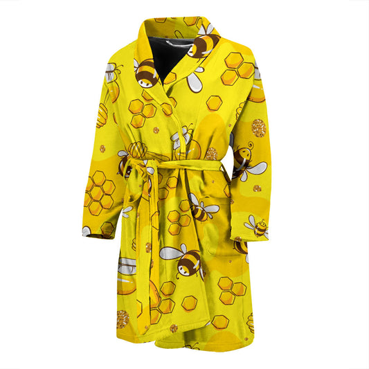 Bee Pattern Print Design BEE01 Men Bathrobe