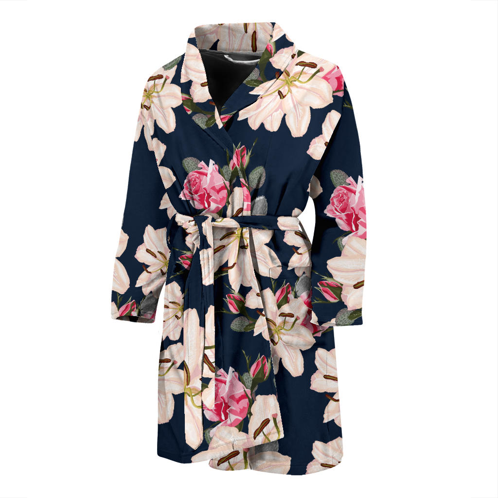 Lily Pattern Print Design LY04 Men Bathrobe