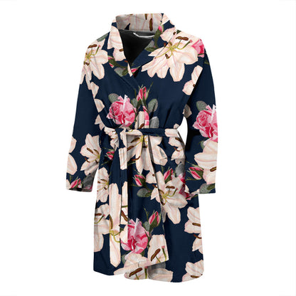 Lily Pattern Print Design LY04 Men Bathrobe