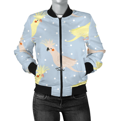 Cockatiel Pattern Print Design 03 Women's Bomber Jacket