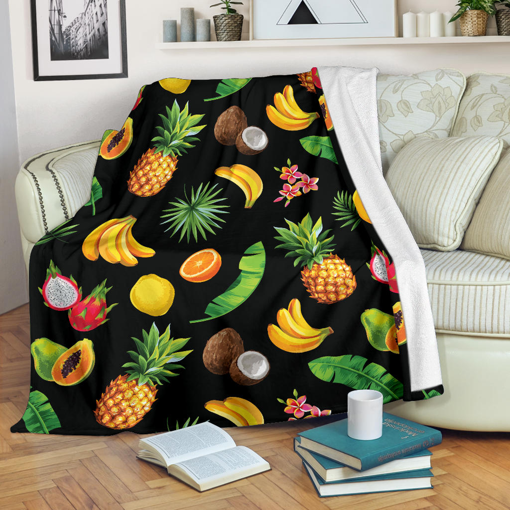 Tropical Fruits Pattern Print Design TF03 Fleece Blanket