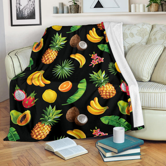 Tropical Fruits Pattern Print Design TF03 Fleece Blanket