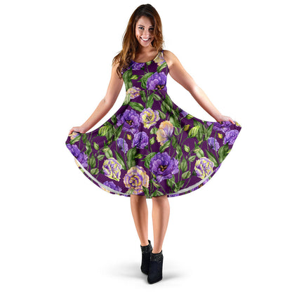 Lisianthus Pattern Print Design LT03 Midi Dress