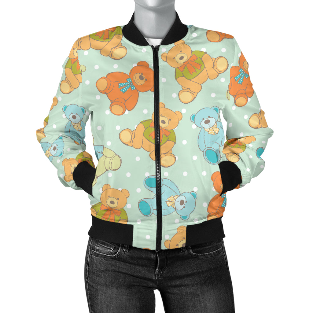 Bear Pattern Print Design 02 Women's Bomber Jacket