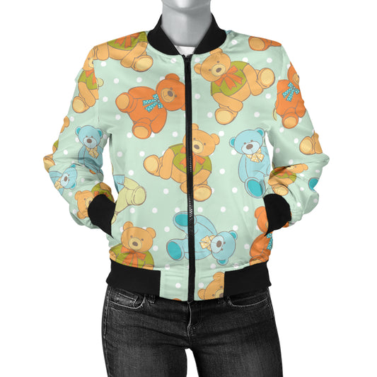 Bear Pattern Print Design 02 Women's Bomber Jacket