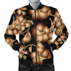 Brown Hibiscus Pattern Print Design HB06 Men Bomber Jacket