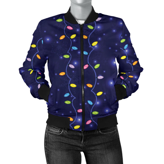 Christmas Light Pattern Print Design 03 Women's Bomber Jacket