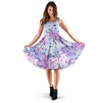 Lilac Pattern Print Design LI01 Midi Dress