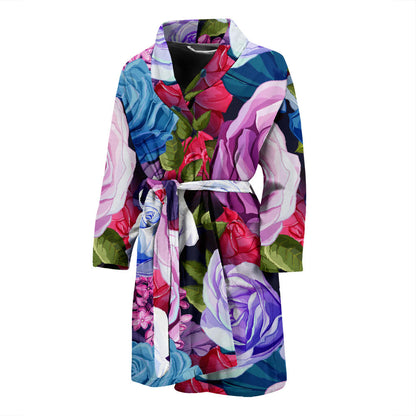 Rose Pattern Print Design RO09 Men Bathrobe