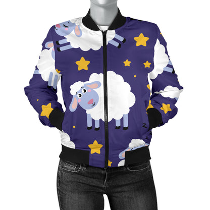 Sheep Pattern Print Design 03 Women's Bomber Jacket