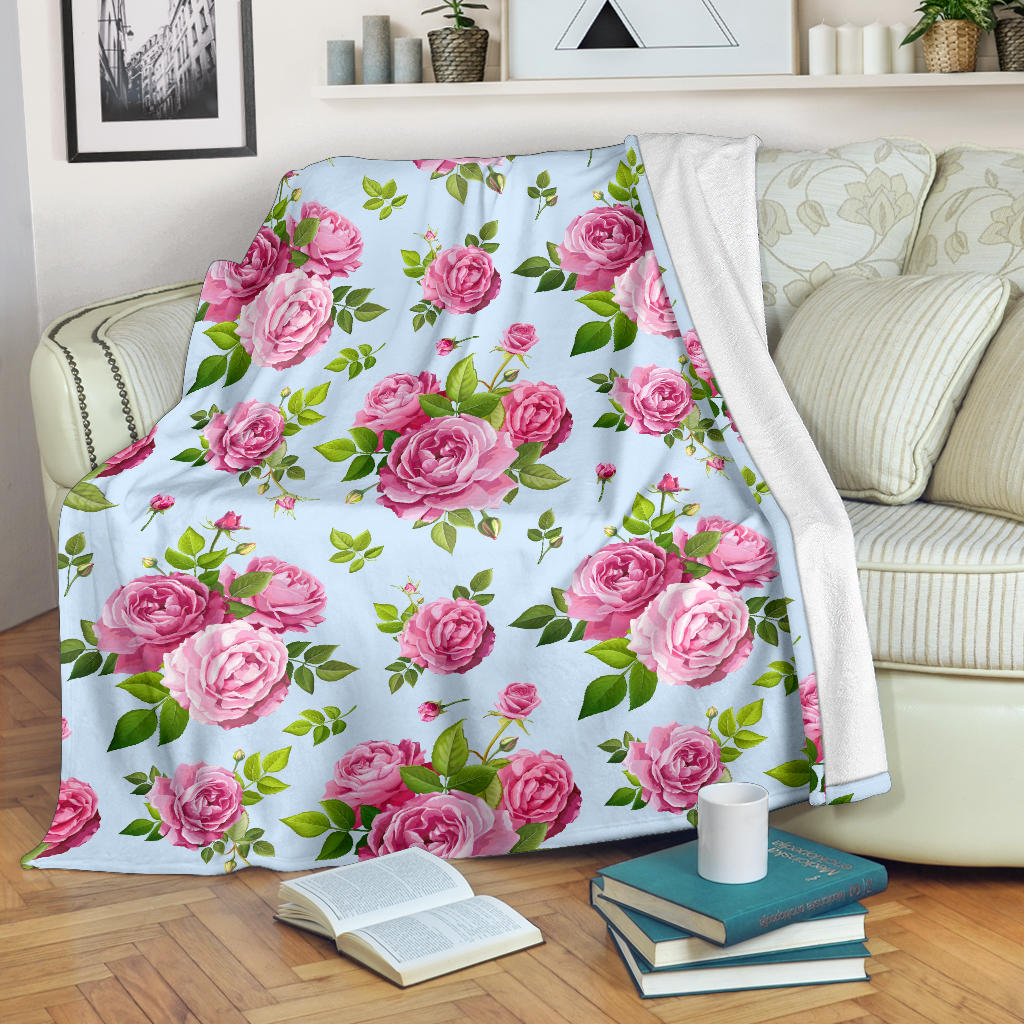 Rose Pink Pattern Print Design RO08 Fleece Blanket
