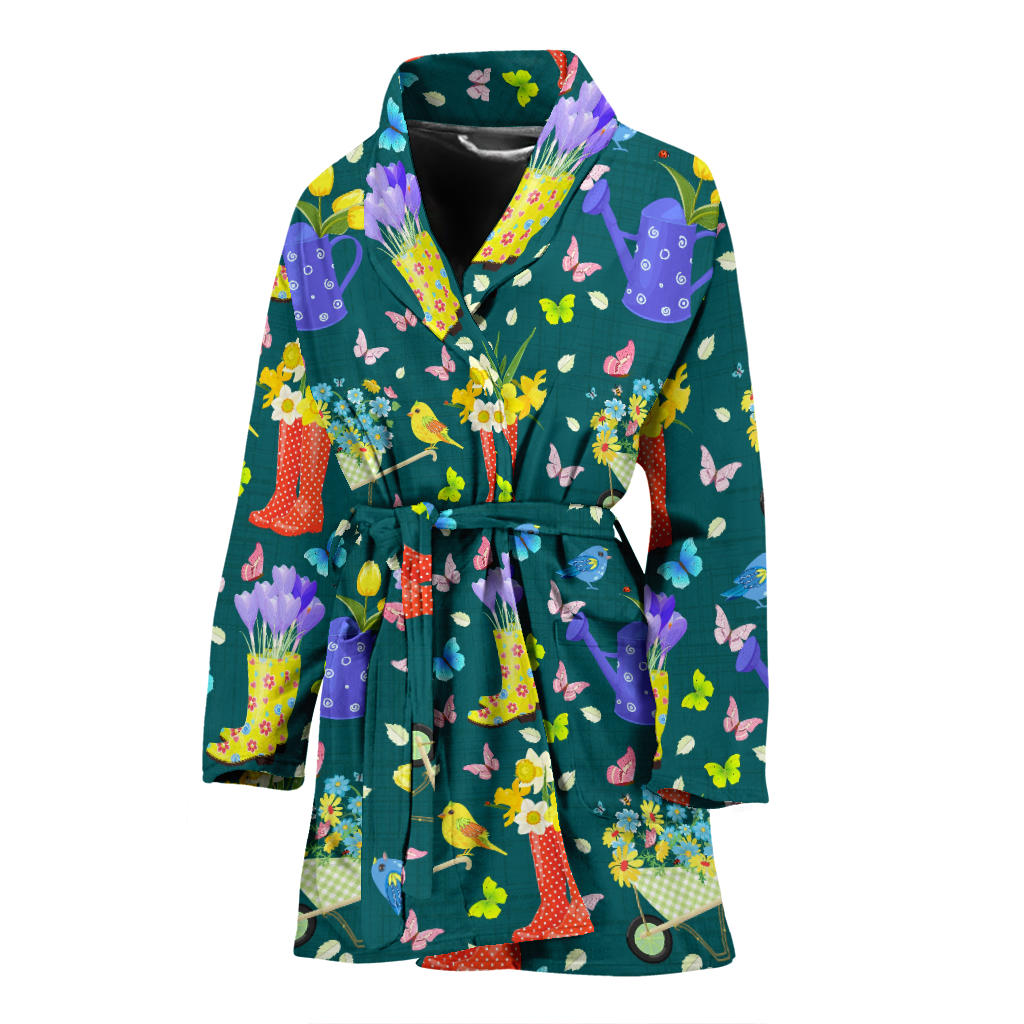 Gardening Pattern Print Design G08 Women Bathrobe