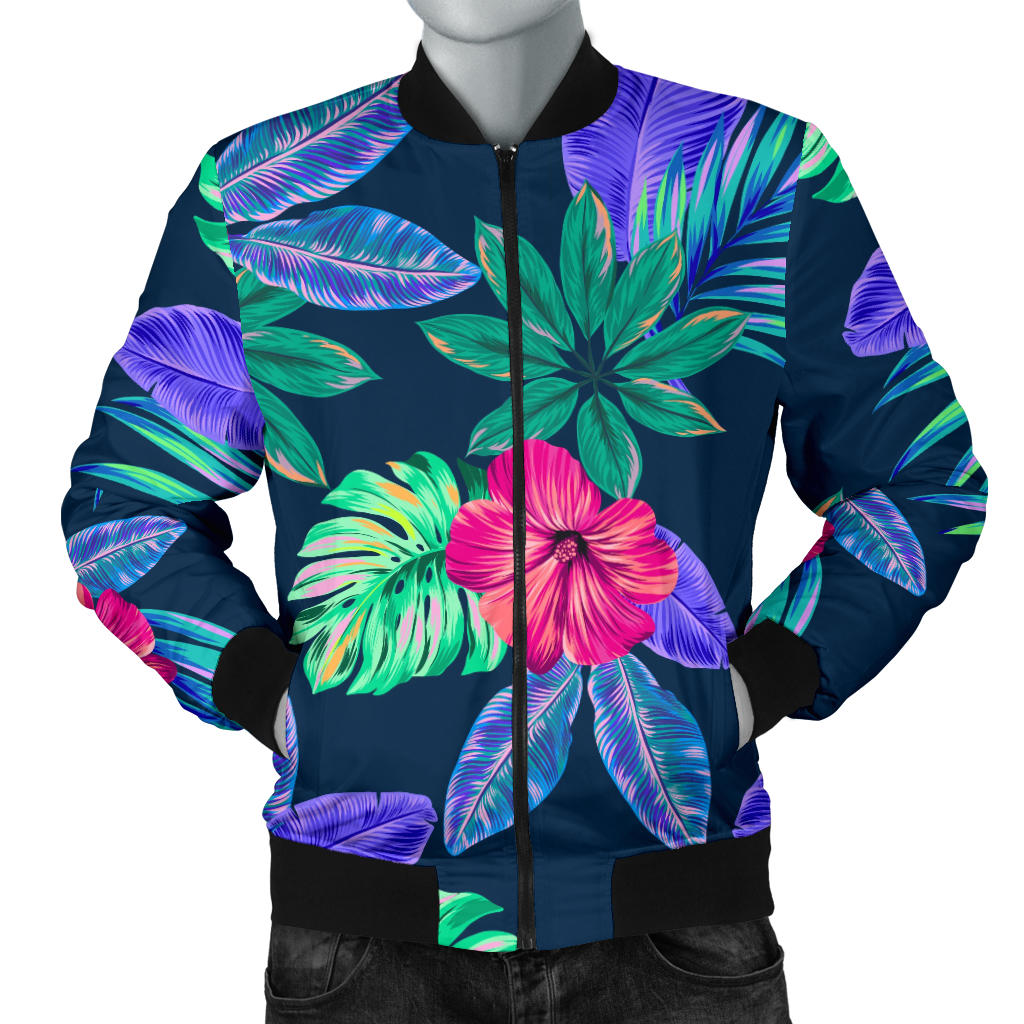 Tropical Flower Pattern Print Design TF09 Men Bomber Jacket