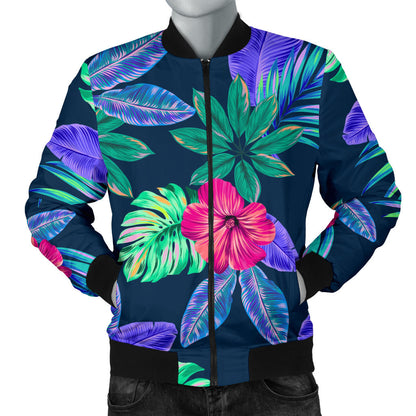 Tropical Flower Pattern Print Design TF09 Men Bomber Jacket