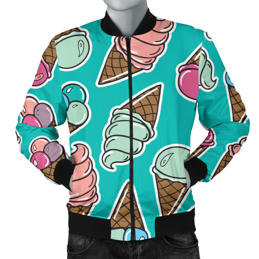 Ice Cream Pattern Print Design IC01 Men Bomber Jacket