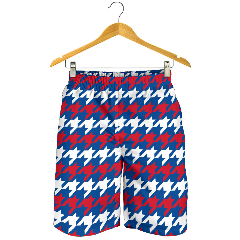 Patriotic Houndstooth Pattern Print Design A02 Mens Shorts