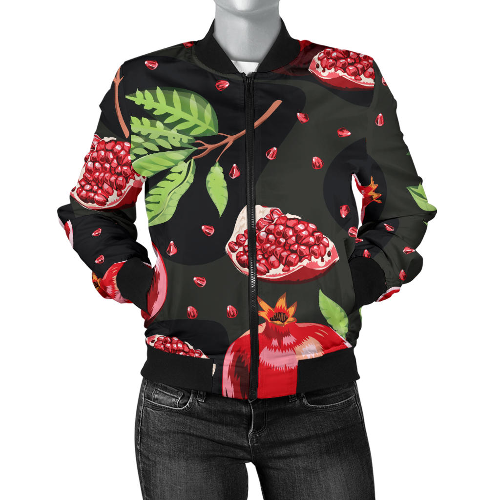 Pomegranate Pattern Print Design PG06 Women Bomber Jacket