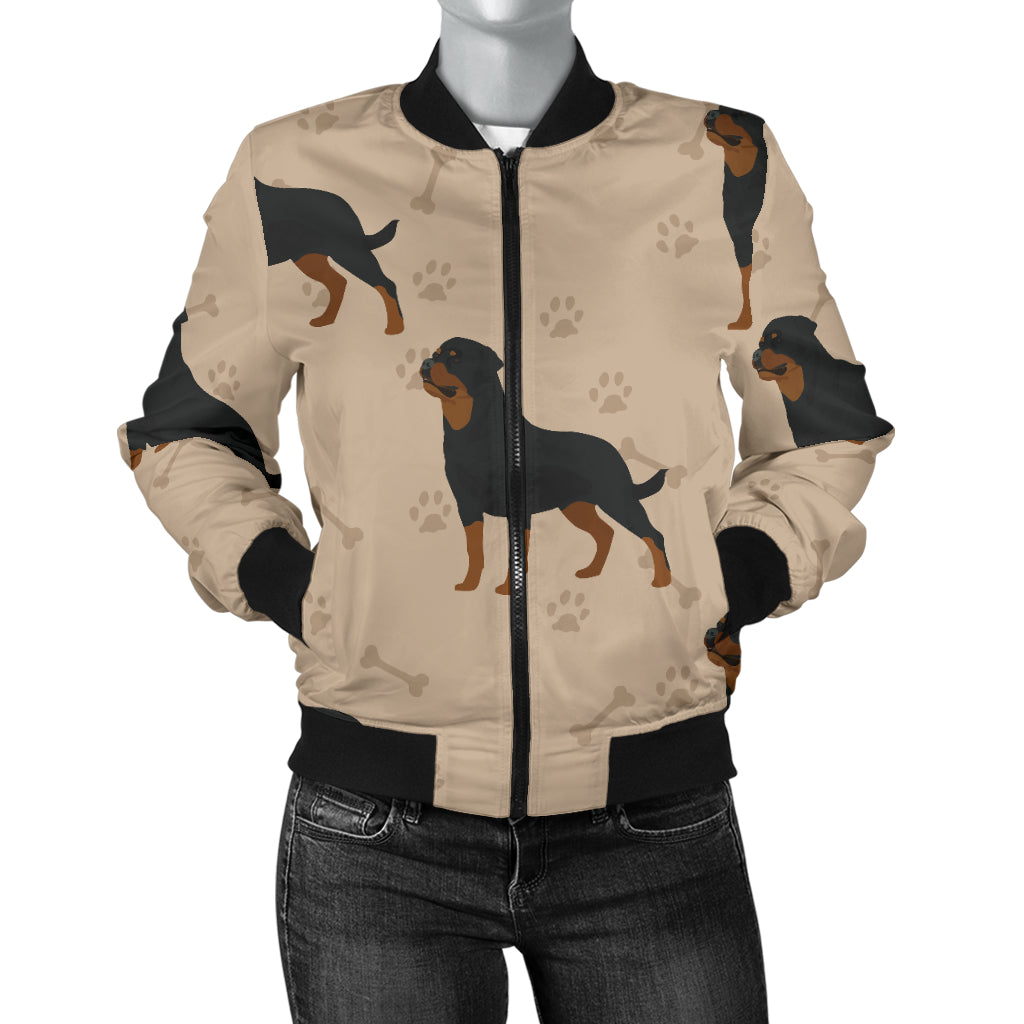 Rottweiler Pattern Print Design A01 Women's Bomber Jacket