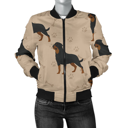 Rottweiler Pattern Print Design A01 Women's Bomber Jacket