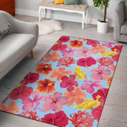 Hibiscus Pattern Print Design HB020 Area Rugs