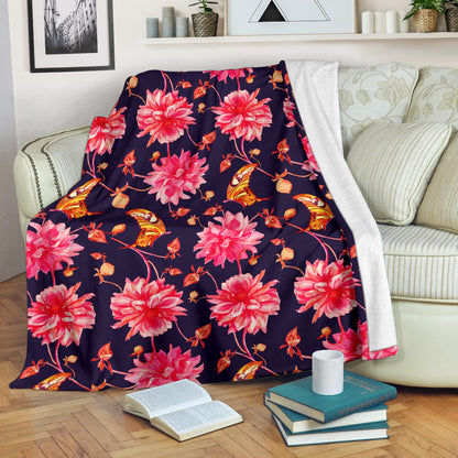 Dahlia Pattern Print Design DH03 Fleece Blanket