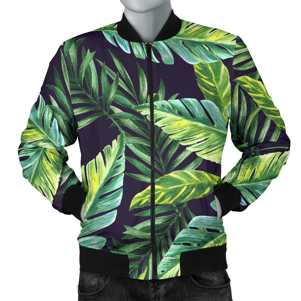 Tropical Flower Pattern Print Design TF06 Men Bomber Jacket