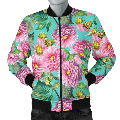 Dahlia Pattern Print Design DH07 Men Bomber Jacket