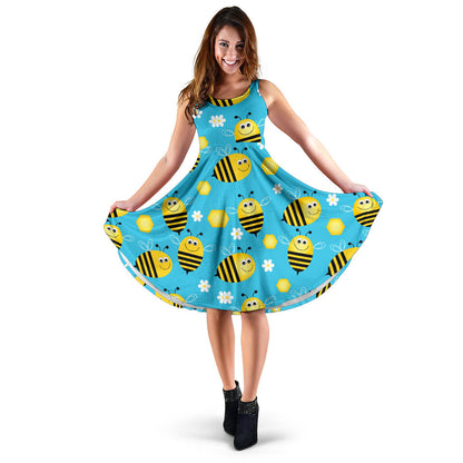 Bee Pattern Print Design BEE06 Midi Dress