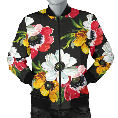 Anemone Pattern Print Design AM07 Men Bomber Jacket