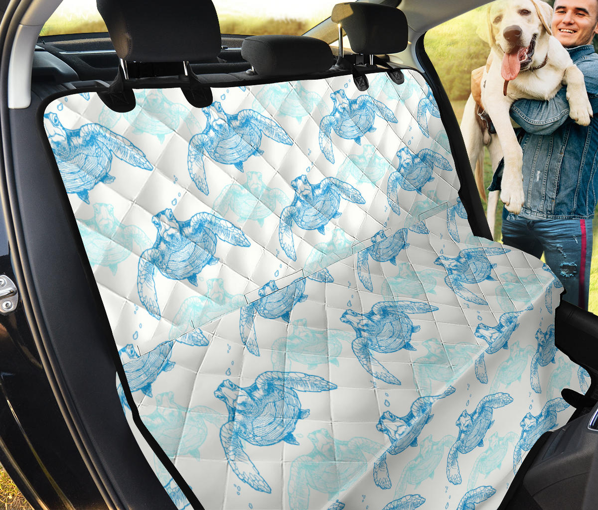 Sea Turtle Pattern Print Design T01 Rear Dog  Seat Cover